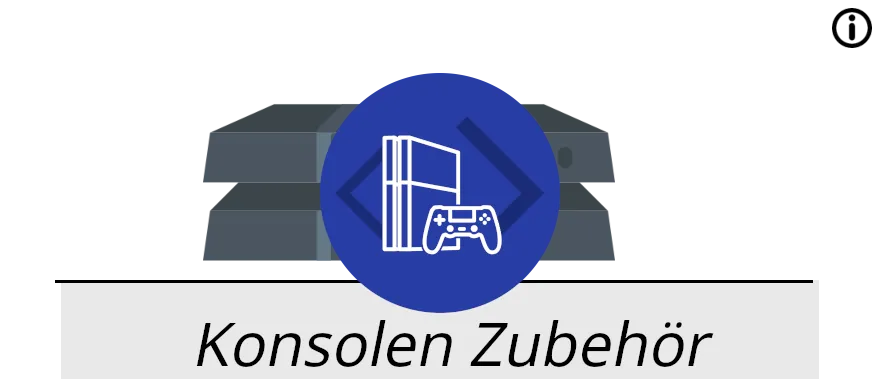 Abgebildete Spielekonsole mit Controller und dem Schriftzug Konsolen Zubehör