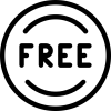 Versand Symbol rund schwarz mit Schriftzug Free
