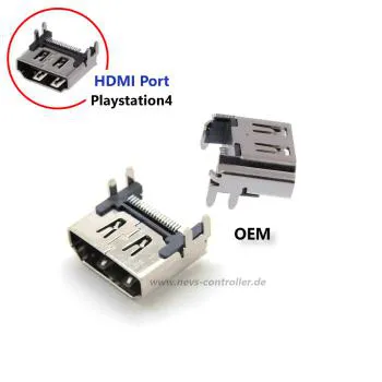 Bild von einem HDMI Stecker für Playstation 4 Konsolen, Abbildung zeigt alle Ansichten vom Ersatzteil