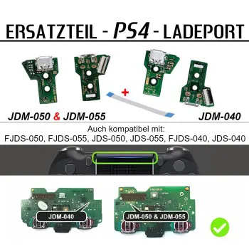 PS4 Dualshock Controller Ersatzteil für Ladeport, Anschluss, Ladekabel, Micro USB Modelle JDM, JDS und FJDS-040, -050 und -055 nach Auswahl