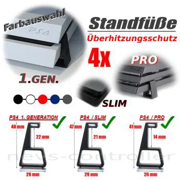 PS4 Konsolen Standfüße Fuss Überhitzungsschutz | SET 4 Stück