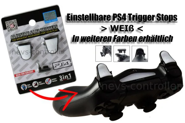 Einstellbare L2/R2 Grip Trigger Stops für PS4 Controller | Weiß