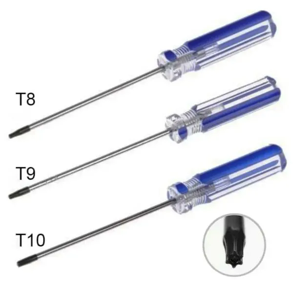 Sicherheitsschraubendreher Torx Blau mit Loch in der Mitte T8 T9 T10