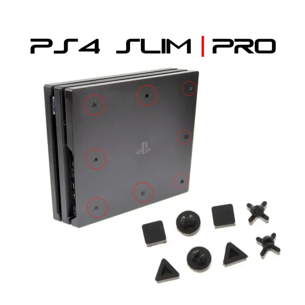 Ersatzteile PS4 Konsole Slim und Pro Gummi Füße Stand Anti Vibration Dämpfer in der Farbe schwarz